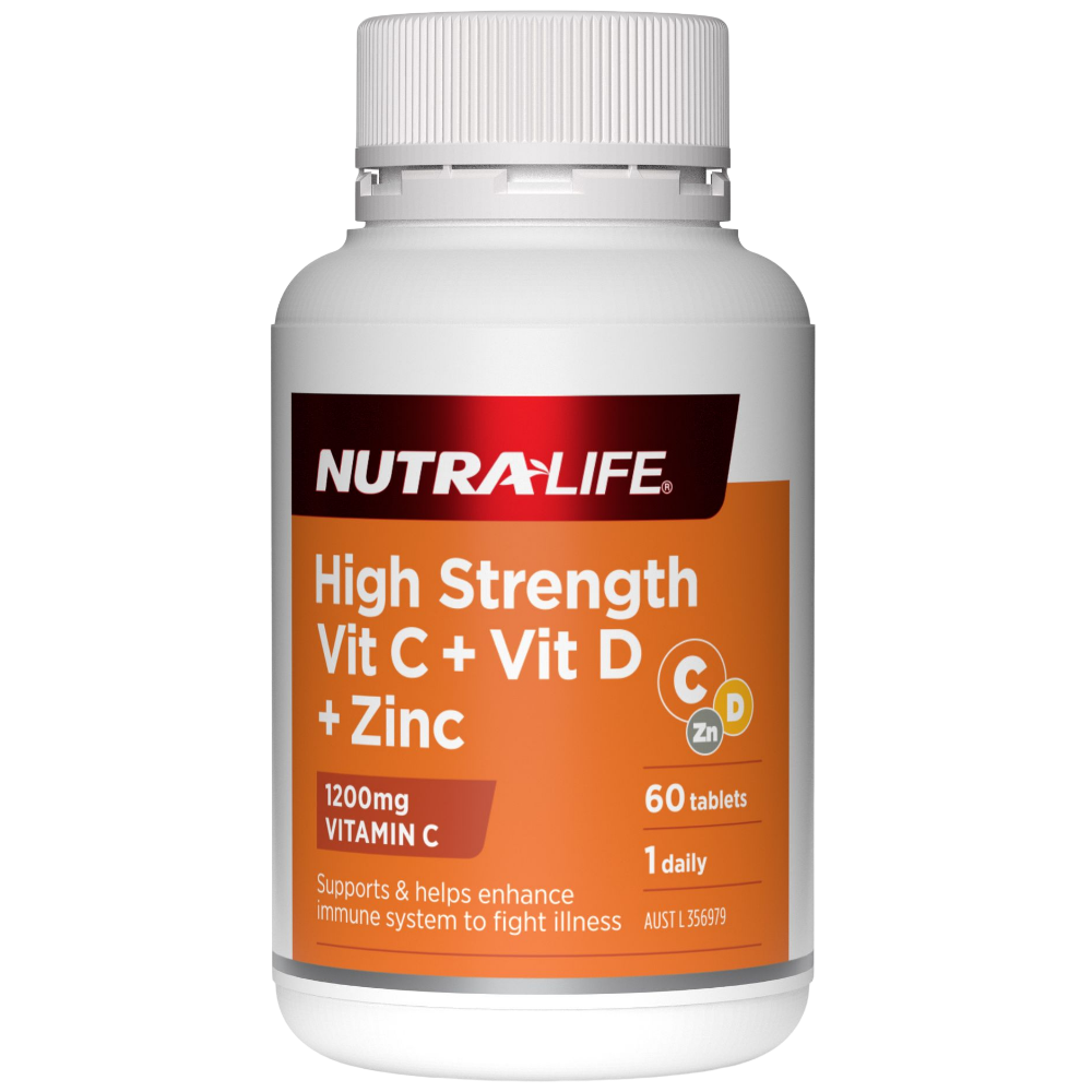 High Strength Vit C + D + Zinc 60T